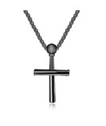 Waterproof Black Stainless Steel Cross Necklace - Minimalist Pendant - $719.38 MXN