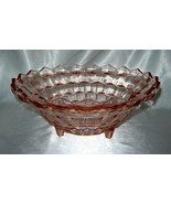Vintage JEANETTE Pink Depression Glass 3-Footed Cubist Pattern Bowl (10&quot;... - £23.42 GBP