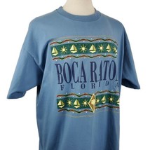 Vintage Boca Raton Florida T-Shirt XXL Blue Sun Sailing Cotton Single Stitch USA - £14.11 GBP