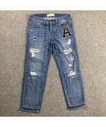 Abercrombie &amp; Fitch Jeans Women&#39;s 2 Boyfriend Straight 26x25 Denim Embro... - €21,41 EUR