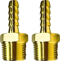 2 Pack- Valor 4106-2B Brass 1/4&quot; Barb x 3/8&quot; MIP Adapter Hose Fitting - £7.36 GBP