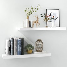 Inhabit Union White Floating Shelves For Wall-24In Wall Mounted Display ... - £40.67 GBP