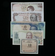 Southern Europa 5-Notes Menge Spanien Peseta, Portugal Escudo &amp; Italien Lira - £43.65 GBP