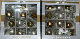 Set Of 24 Shiny Brite Silver/Gold Round 1&quot; Radko Mercury Glass Ornaments - £27.88 GBP