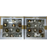 Set Of 24 Shiny Brite Silver/Gold Round 1&quot; Radko Mercury Glass Ornaments - £27.98 GBP