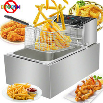 1700W 6L 6.3Qt Commercial Electric Countertop Deep Fryer Basket Restaurant Home - £78.46 GBP