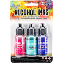Tim Holtz Alcohol Ink .5oz 3/Pkg-Beach Deco-Flamingo/Patina/Amethyst - £25.75 GBP