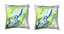 Pair of Betsy Drake Calamari No Cord Pillows 18 Inch X 18 Inch - £63.28 GBP