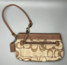 Coach Classic Signature Monogram Wristlet Purse Brown - £23.16 GBP