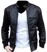 Men Leather Jacket, Mens Biker Leather Jacket, Motorcycle Leather Jackets - £113.22 GBP