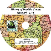 1896 - DUNKLIN County Missouri MO - History &amp; Genealogy Ancestry Family - CD DVD - £4.60 GBP