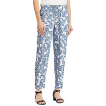 RALPH LAUREN White Blue Paisley Twill Drawstring Skinny Pants 8 - $82.10 CAD