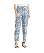 RALPH LAUREN White Blue Paisley Twill Drawstring Skinny Pants 8 - $82.74 CAD