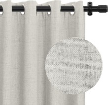 100% Blackout Drapes (W50 X L96 2 Panels, Beige) 96 Inch Long Linen Textured - $58.97