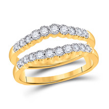 14kt Yellow Gold Womens Round Diamond Wedding Wrap Ring Guard Enhancer 1/2 Cttw - £1,005.45 GBP