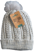 Northeast Outfitters Cozy Cabin Beanie Soft Lined Cable Knit Pom Pom Swe... - £11.35 GBP