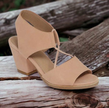 Eileen Fisher Comfy Sandals 7 1/2 M Tan 7.5 Nubuck Leather Block Heel Sh... - £79.87 GBP