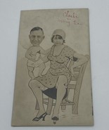 Vtg Arcade Photo Postcard Father Daughter AZO 1926-1940 Charlie Mary Lou - $161.24