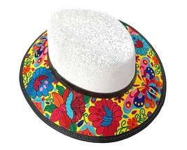 Floral Embroidered Straw Sun Hat Multicolored Flower White Sombrero Womens Fashi - $52.46