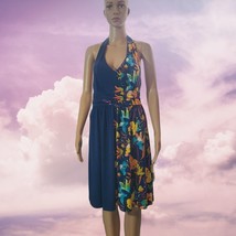 Apt. 9 blue floral halter vneck sleeveless ruched midi dress NEW ladies ... - £25.87 GBP