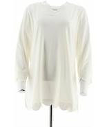 Isaac Mizrahi Live! 3/4 Sleeve Scallop Detail Tunic WHITE Small - $13.02 CAD