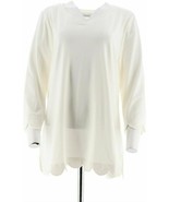 Isaac Mizrahi Live! 3/4 Sleeve Scallop Detail Tunic WHITE Small - £7.46 GBP