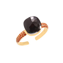 Black OInyx With Hesonite Ring 925 Sterling Silver Ring For Woman - $79.00