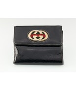 Gucci Black Patent Leather Britt Compact Bifold Wallet Nice - $347.64 CAD