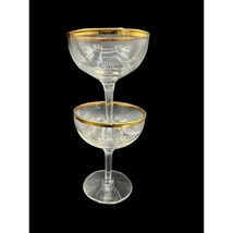 2 vintage Gold Rimmed Champagne Stem Glasses 4 5/8&quot; - £11.67 GBP