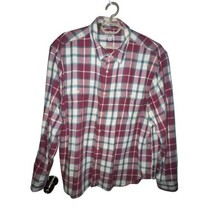 Lucky Brand Classic Fit Plaid Flannel Button Down Shirt Men’s Size XXL Red White - $16.53