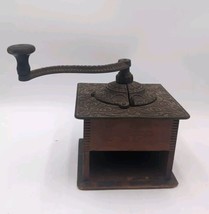 Antique Lander&#39;s Frary &amp; Clark Cast Iron and Wood Box Crank Coffee Mill Grinder - £42.67 GBP