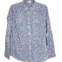 St Johns Bay Womens Blouse Size Large Button Front Long Sleeve Collared Floral - £10.24 GBP
