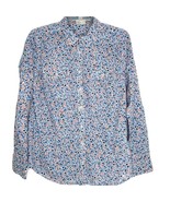 St Johns Bay Womens Blouse Size Large Button Front Long Sleeve Collared Floral - £10.24 GBP