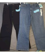 2 Pair Lee Womens Relaxed Fit Straight Leg Jeans Sz 14 Short High Rise B... - $60.98 CAD