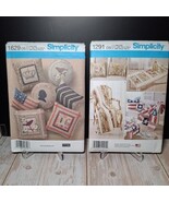 Lot of 2 Simplicity Patterns 1629 &amp; 1291 Quilt Pillow Americana Style UN... - $12.95
