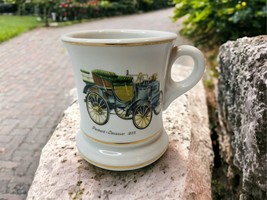 Lefton Panhard-Levassor 1895 White Gold Shaving Mustache Coffee Mug Antique Car - £18.69 GBP