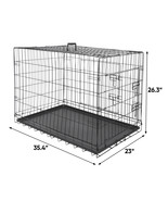 Folding Metal Pet Cage 36&quot; Dog Crate Kennel 2 Door With Tray Pan Black - £66.04 GBP