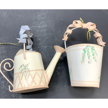 2 Hand Painted Decorative Mini Bucket Water Pail Can Cottage Floral Shabby Chic - £9.86 GBP