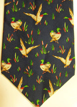 GORGEOUS A. Mouly Paris Flying Mallard Ducks on Dark Blue Silk Tie Made n France - £26.39 GBP