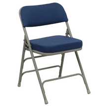 HERCULES Series Premium Curved Triple Braced Navy Fabric Folding Chair - $1,724.21 MXN