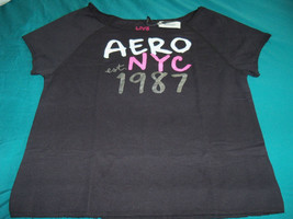 Aeropostale Black Aero NYC Sleepwear Shirt Size L Women&#39;s NEW HTF - £14.54 GBP