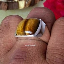 Natural Tiger Eye Men Ring Handmade Silver Man Jewelry Gift For Men Jewelry - £49.16 GBP
