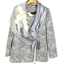 Elite Champagne 2 PC Blazer Shell Silver Brocade Mother of Bride Church Size 10 - £59.35 GBP