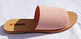 New Sol Sana 1/2&quot; Flats Dusty Rose Suede Wide Band Slides Leather Eu 41 / Us 10 - $59.40