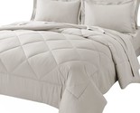 Full Comforter Set With Sheets 7 Pieces Bed In A Bag Beige All Season Be... - £88.13 GBP