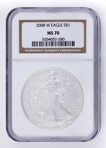 2008-W $1 Burnished Silver American Eagle Graded by NGC as MS70! Nice Strike! - £89.08 GBP