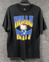 Hello Kitty Sanrio Womens XL Black Blue Front Graphic T-Shirt Cotton Pullover - £19.18 GBP