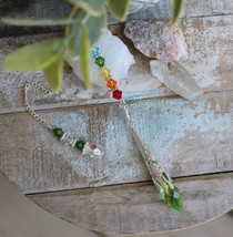 7 Chakra Light Green Swarovski Crystal Pendulum 13 Swarovski Crystals! - $550.03 MXN