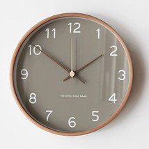 Wooden Round Wall Clock Luxury Nordic Modern Creative Living Room Clock - £63.14 GBP