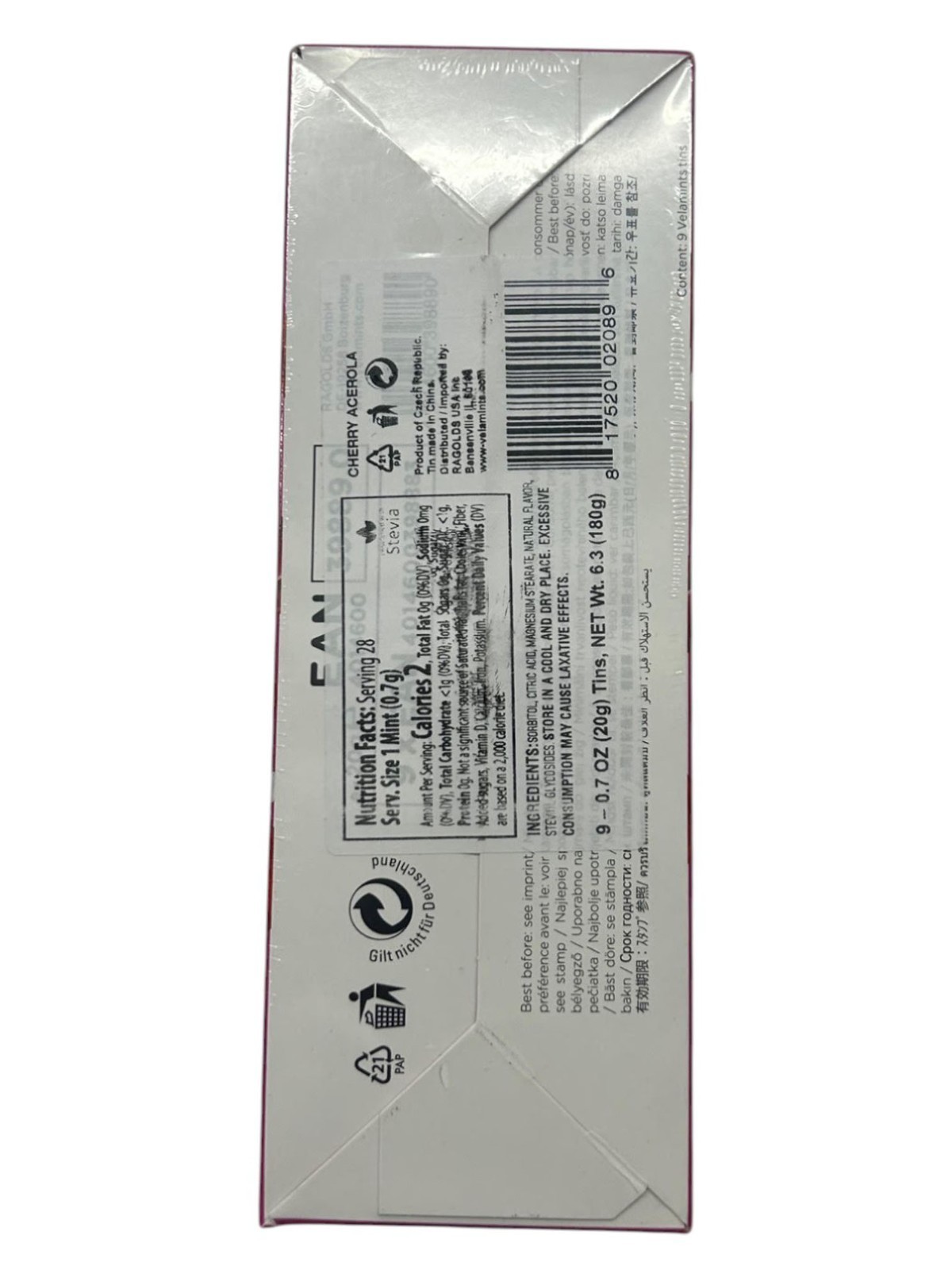 Velamints White Peppermint Sugar Free Gum  Tin - 40Gram ,  Pack 8 Item image 3